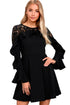 Sexy Black Lace Long Sleeve Skater Dress
